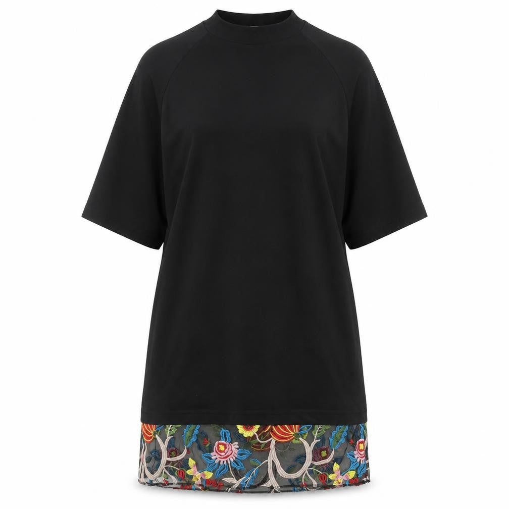 ASOS Womens Black Floral Viscose Shirt Dress Size 8 High Neck Pullover