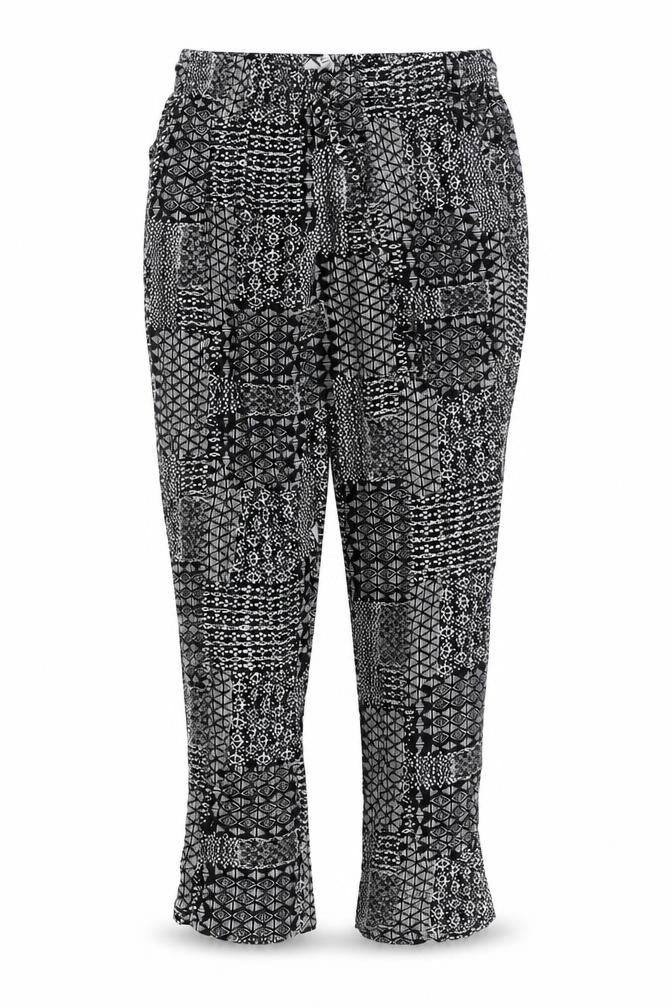 Intuition Womens Black Geometric Viscose Sweatpants Trousers Size 12 L27 in Regular Drawstring