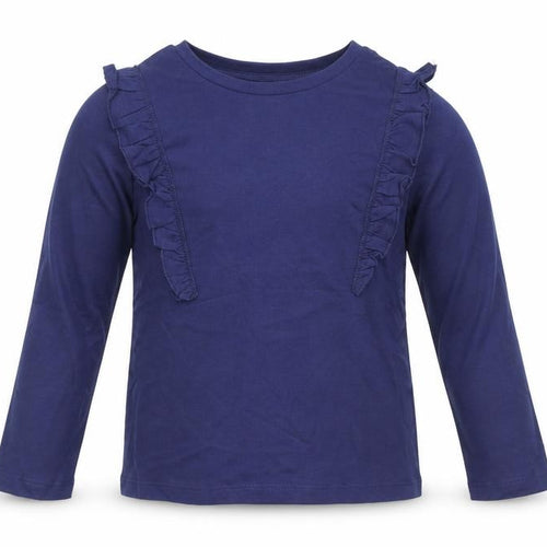 V by Very Girls Blue Cotton Pullover T-Shirt Size 8 Years Round Neck