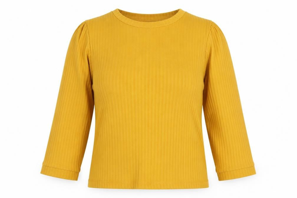 Dunnes Womens Yellow Polyester Basic Blouse Size M Round Neck