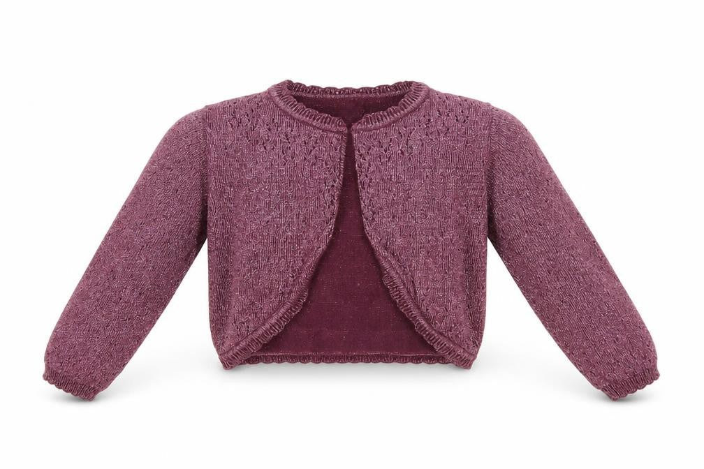 Nutmeg Girls Purple Round Neck Cotton Shrug Jumper Size 3-4 Years Button