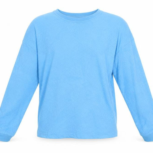 Marks and Spencer Girls Blue Geometric Polyester Pullover T-Shirt Size 11-12 Years Crew Neck Pullover