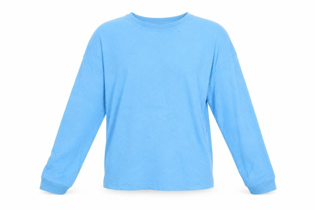 Marks and Spencer Girls Blue Geometric Polyester Pullover T-Shirt Size 11-12 Years Crew Neck Pullover