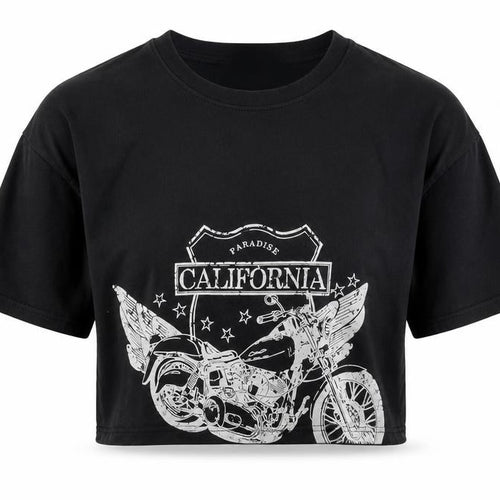 SheIn Womens Black Cotton Basic T-Shirt Size XS Round Neck - California Motorbike
