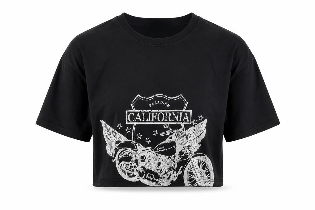 SheIn Womens Black Cotton Basic T-Shirt Size XS Round Neck - California Motorbike