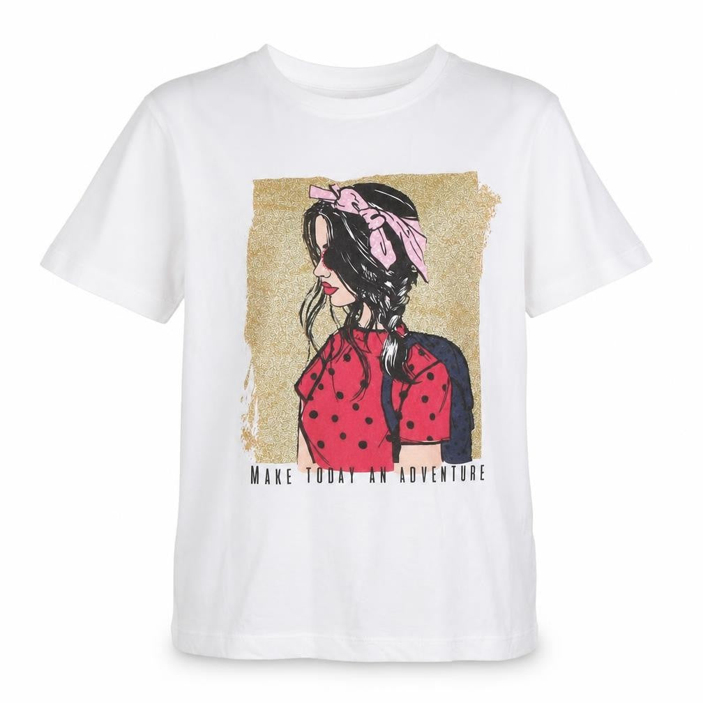 Studio Girls White Cotton Basic T-Shirt Size 8 Years Round Neck - Make today an Adventure