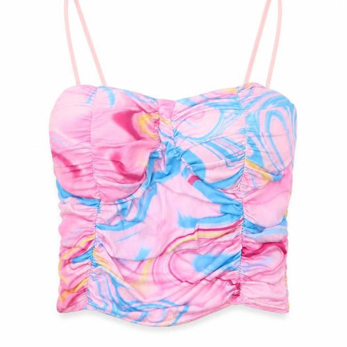 Alltrends Fashion Womens Multicoloured Geometric Polyester Camisole T-Shirt Size S Sweetheart