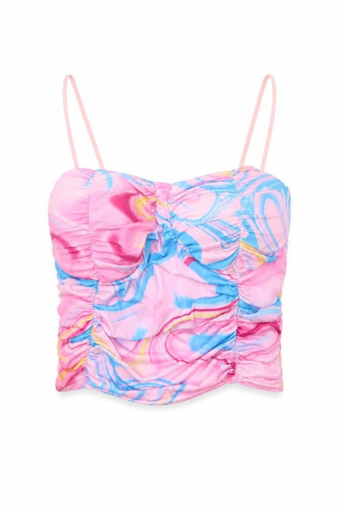 Alltrends Fashion Womens Multicoloured Geometric Polyester Camisole T-Shirt Size S Sweetheart
