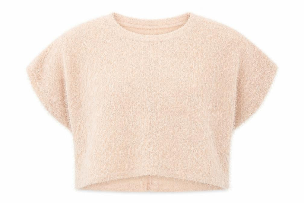 Front view of Cameo Rose women’s pink polyester basic t-shirt, size L, round neck