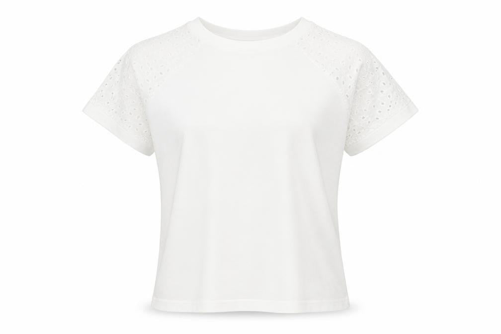 SHEIN Womens White Polyester Basic T-Shirt Size L Crew Neck