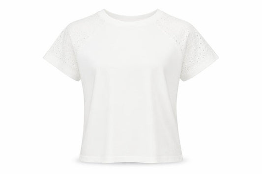 Front view of SHEIN women’s white polyester basic t-shirt, size L, crew neck