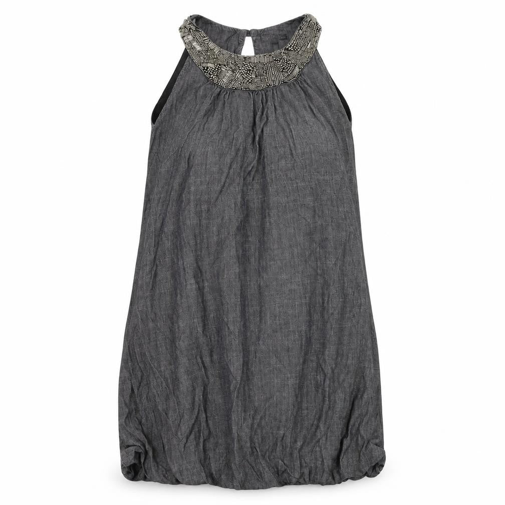 Next Womens Grey Cotton Shift Size 12 Round Neck Pullover