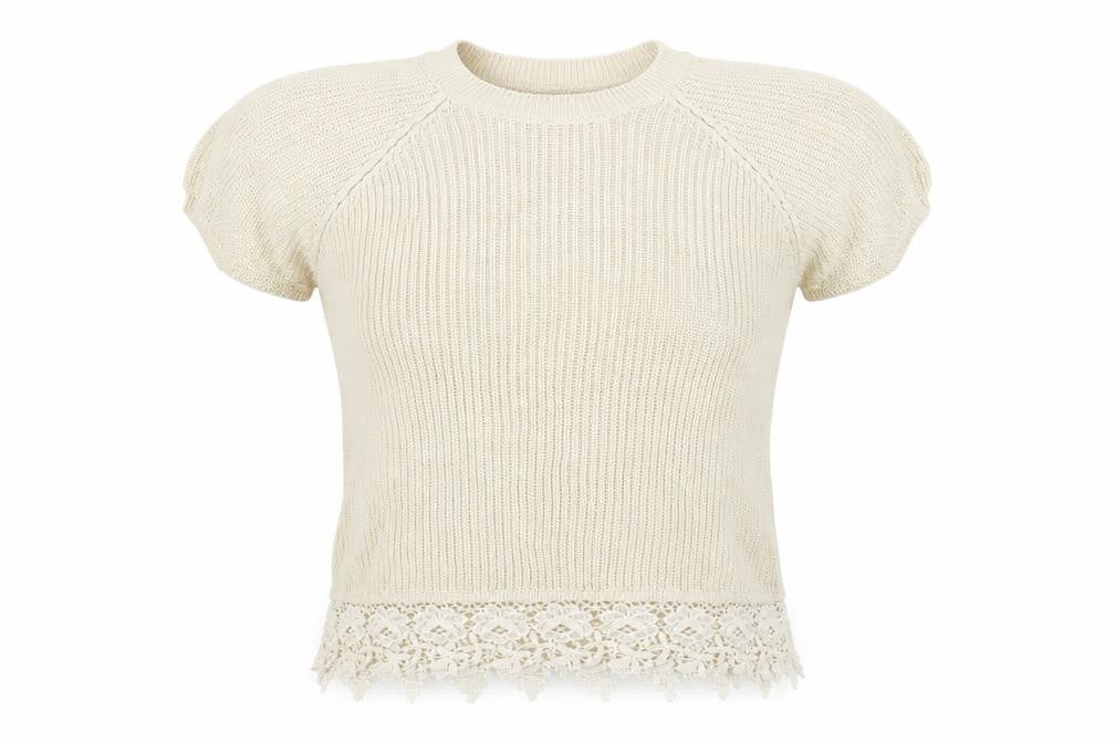 Front view of F&F women’s white round neck polyester jumper, size UK 12