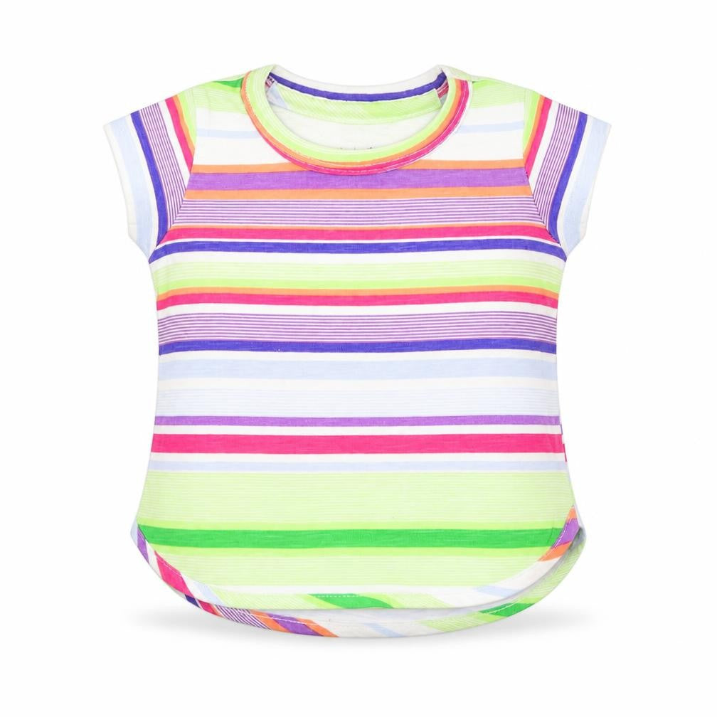 Gap Girls Multicoloured Striped Cotton Basic T-Shirt Size 12-18 Months Round Neck