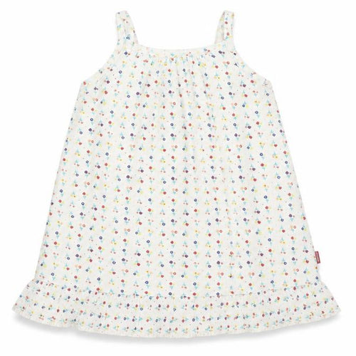 name it Girls White Floral Cotton A-Line Size 12-18 Months Round Neck Zip - Flowers