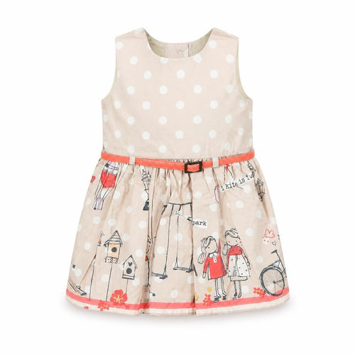 NEXT Boys Beige Geometric Cotton A-Line Size 3-6 Months Round Neck Button - Flowers