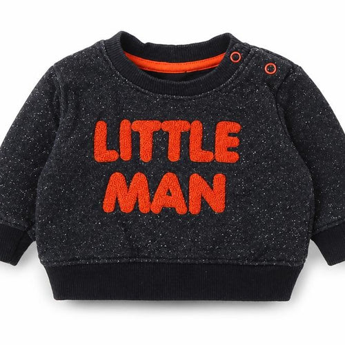 Earlydays Boys Black Cotton Pullover Jumper Size 3-6 Months Snap - Little Man