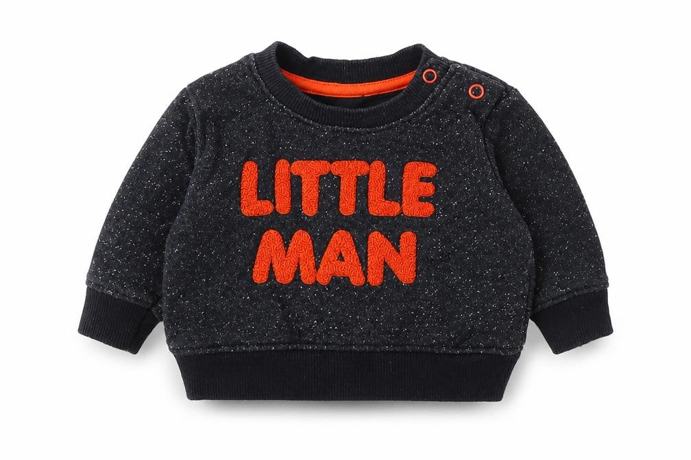 Earlydays Boys Black Cotton Pullover Jumper Size 3-6 Months Snap - Little Man