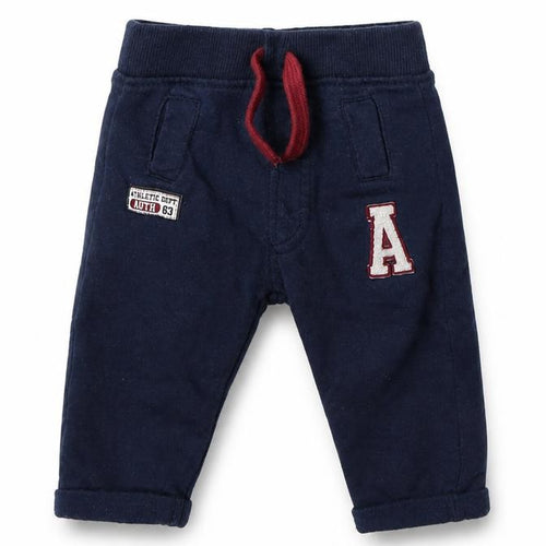Baby Boys Blue Cotton Jogger Trousers Size 0-3 Months Drawstring