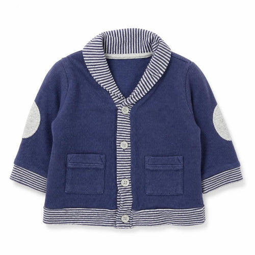 George Boys Blue Striped Cotton Cardigan Jumper Size 3-6 Months Button