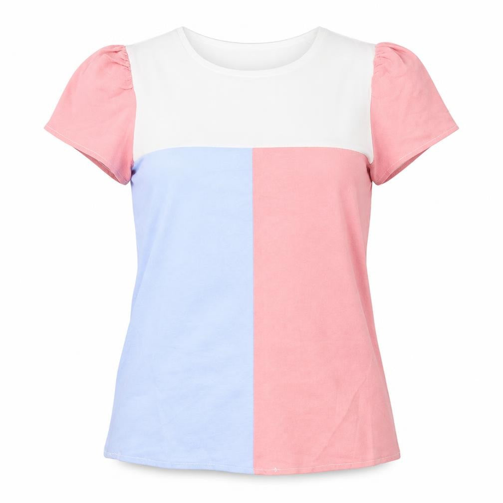 Front view of SHEIN women’s multicoloured viscose basic t-shirt, size S, round neck