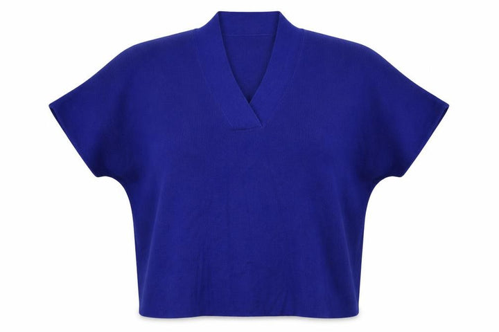 Mango Womens Blue V-Neck Acrylic Pullover Jumper Size M