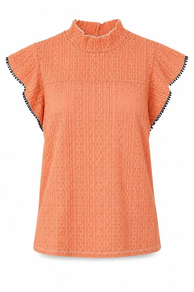 Next Womens Orange Nylon Basic Blouse Size 12 Mock Neck