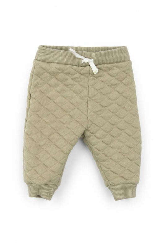 Front view of F&F Baby Green Cotton Jogger Trousers, size 3-6, Months Drawstring