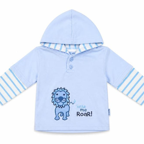 Baby C Baby Blue Striped Cotton Pullover Jumper Size 6-9 Months Button - Lion