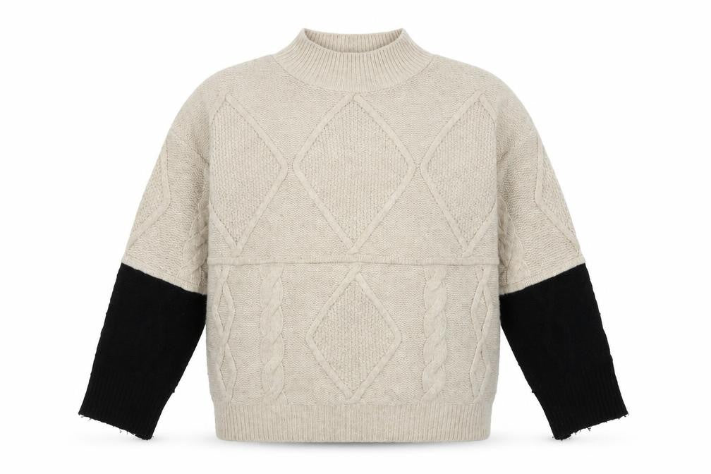 Front view of Next women’s beige mock neck acrylic jumper, size S