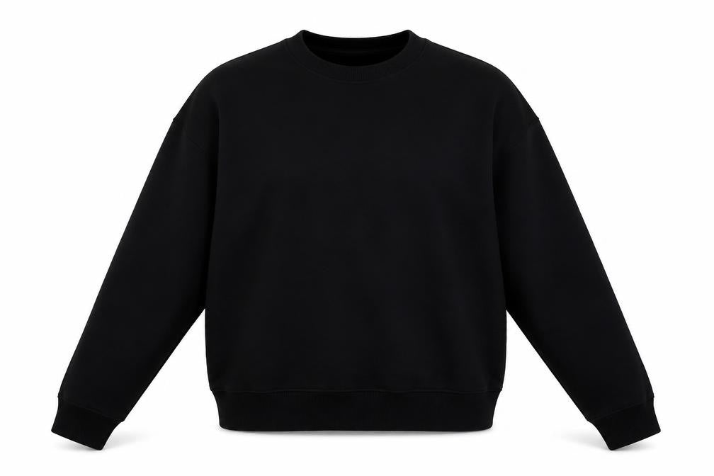 Front view of New Look women’s black cotton pullover sweatshirt, size M, pullover