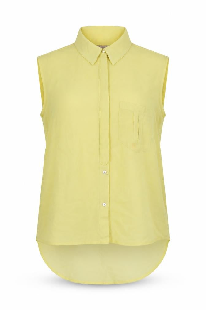Love 21 Womens Yellow Polyester Basic Blouse Size S Collared