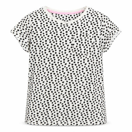 George Girls White Animal Print 100% Cotton Basic T-Shirt Size 8-9 Years Round Neck Pullover