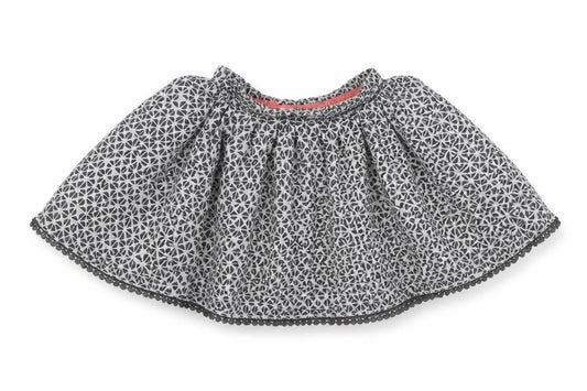 Front view of Next girls’ grey geometric polyester skater skirt, size 4-5, years regular pull on