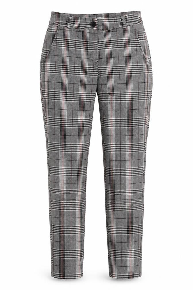 MS Station Womens Grey Plaid Polyester Trousers Size 24 in L29 in Regular Zip
