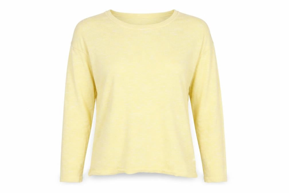 Front view of H&M women’s yellow round neck polyester jumper, size L