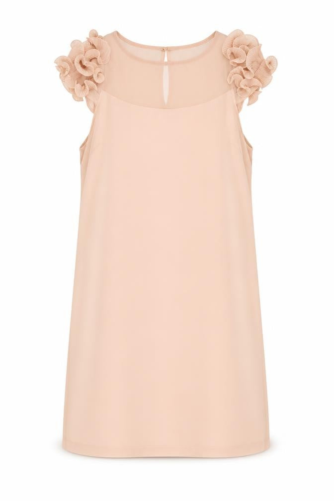 Front view of Oli women’s pink polyester a-line, size UK 12, round neck zip
