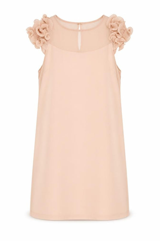 Front view of Oli women’s pink polyester a-line, size UK 12, round neck zip