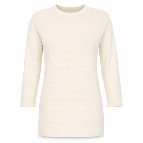 Amisu Womens Ivory Round Neck Acrylic Tunic Jumper Size M