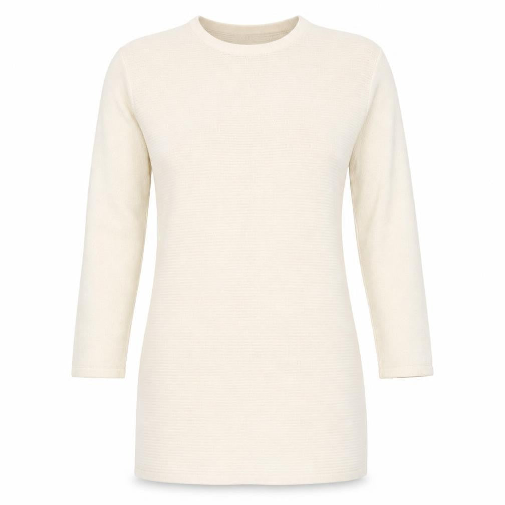 Amisu Womens Ivory Round Neck Acrylic Tunic Jumper Size M