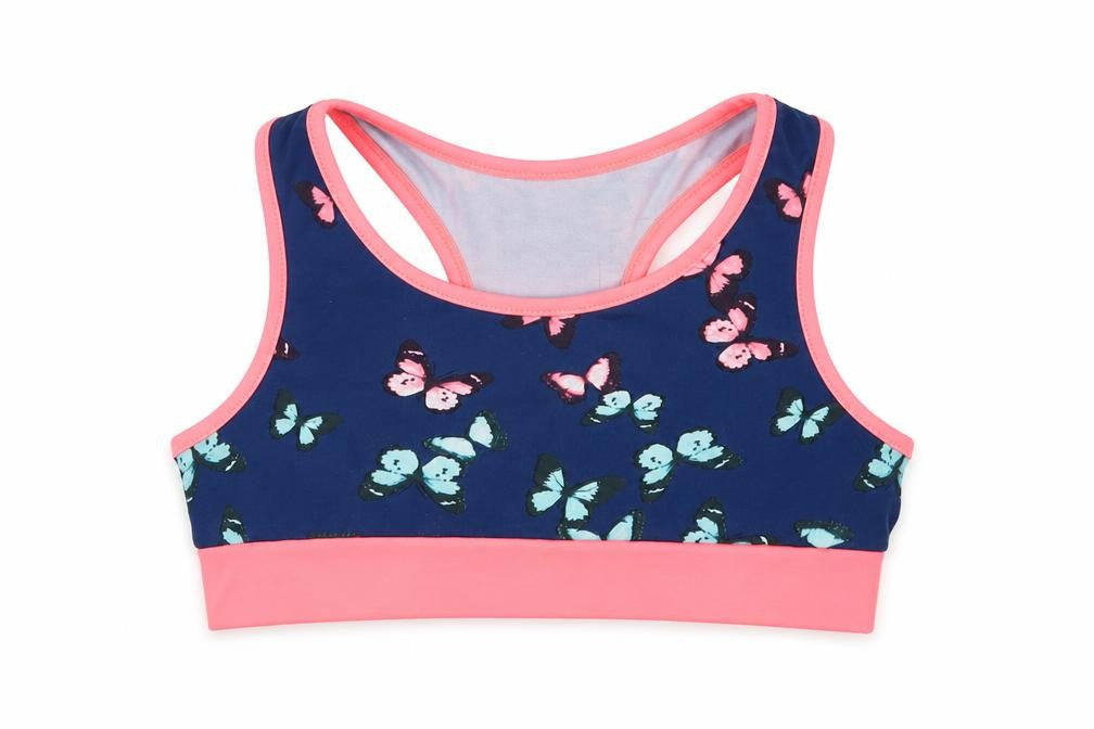 TU Girls Blue Geometric Polyester Cropped Tank Size 7 Years Scoop Neck Pullover - Butterfly Print