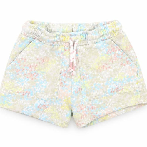 Leigh Tucker Girls Multicoloured Geometric Cotton Sweat Shorts Size 9-10 Years Regular Drawstring