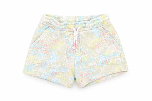 Leigh Tucker Girls Multicoloured Geometric Cotton Sweat Shorts Size 9-10 Years Regular Drawstring