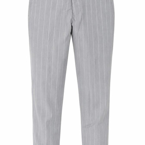 ASOS Mens Grey Striped Polyester Trousers Size 28 in L32 in Regular Hook & Eye