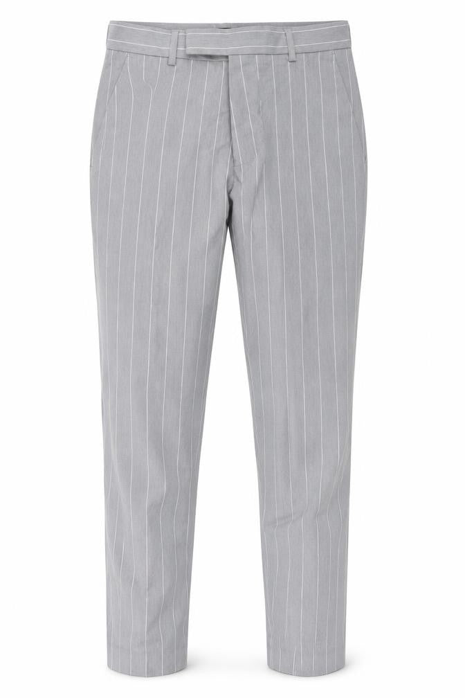 ASOS Mens Grey Striped Polyester Trousers Size 28 in L32 in Regular Hook & Eye