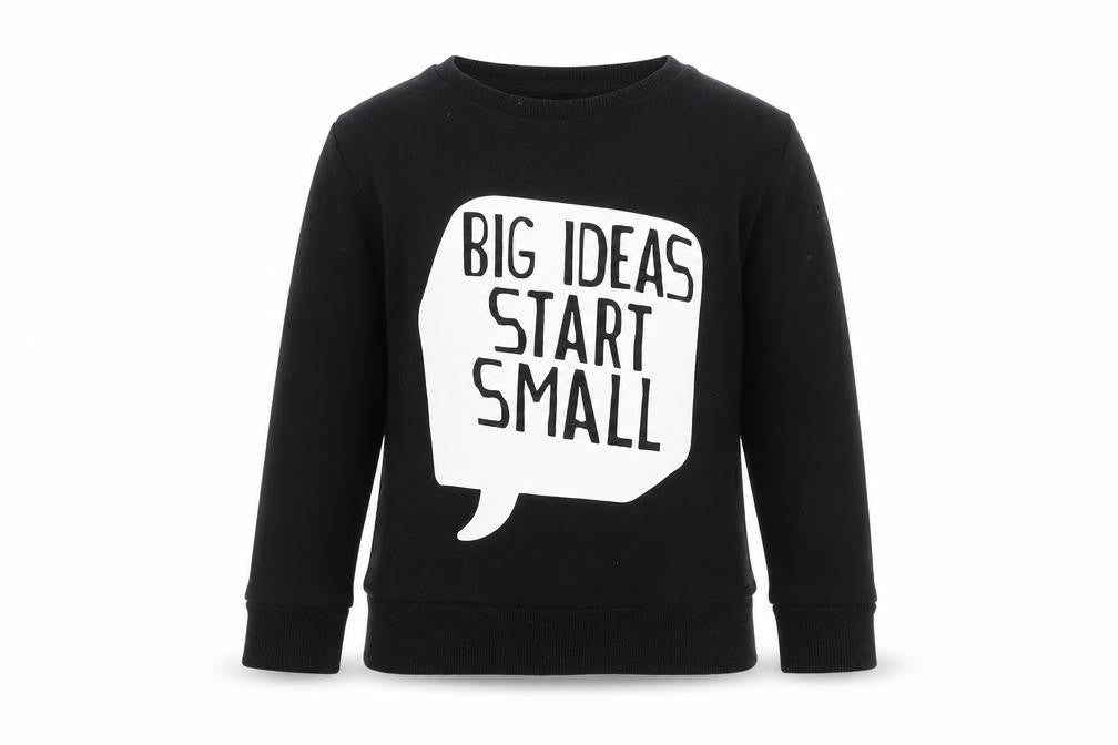 Front view of Next boys’ black cotton pullover sweatshirt, size 3-4, years pullover - big ideas start small