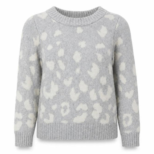 Market & Spruce Womens Grey Round Neck Animal Print Viscose Pullover Jumper Size S
