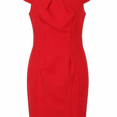 New Look Womens Red Polyester Pencil Dress Size 10 Square Neck Zip - Formal