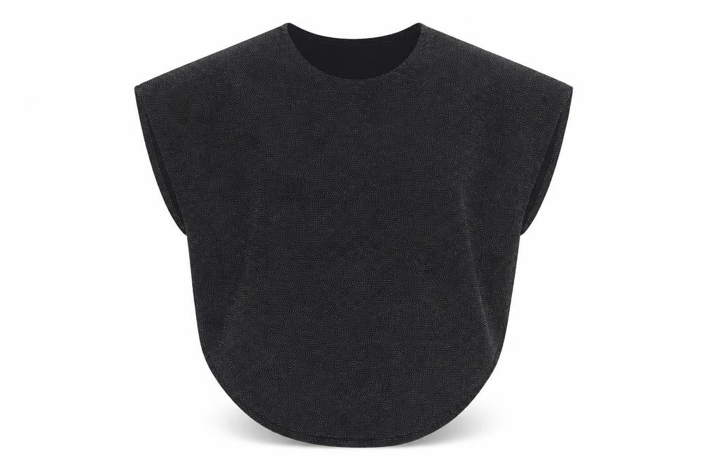 Front view of H&M girls’ black polyamide basic blouse, size 14-15, years boat neck pullover
