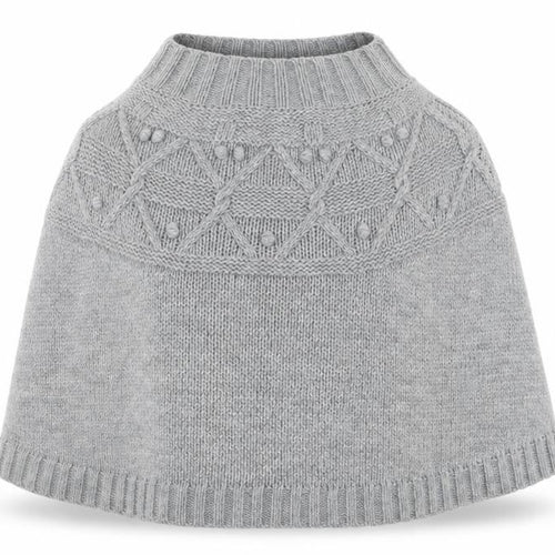 Cynthia Rowley Womens Grey Crew Neck Argyle/Diamond Acrylic Cape Jumper One Size